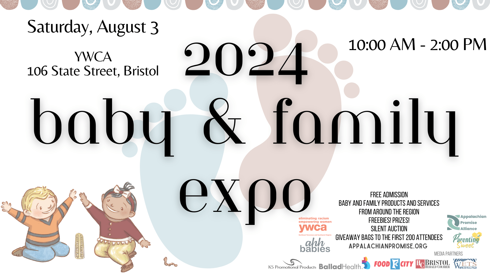 2024 baby & family expo. Saturday August 3. YWCA, 106 State St, Bristol. 10:00 AM - 2:00 PM.