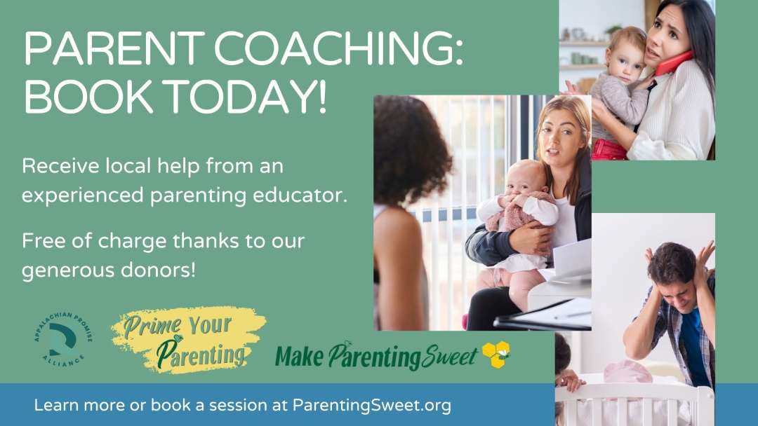 Parent Coaching: Book Today! Receive local help from an experienced parenting educator. Free of charge thanks to our generous donors! Learn more or book at ParentingSweet.org.